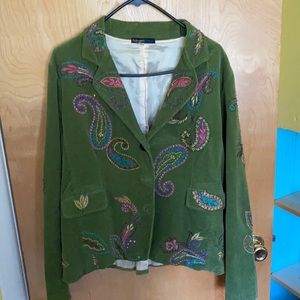 Embroidered corduroy blazer